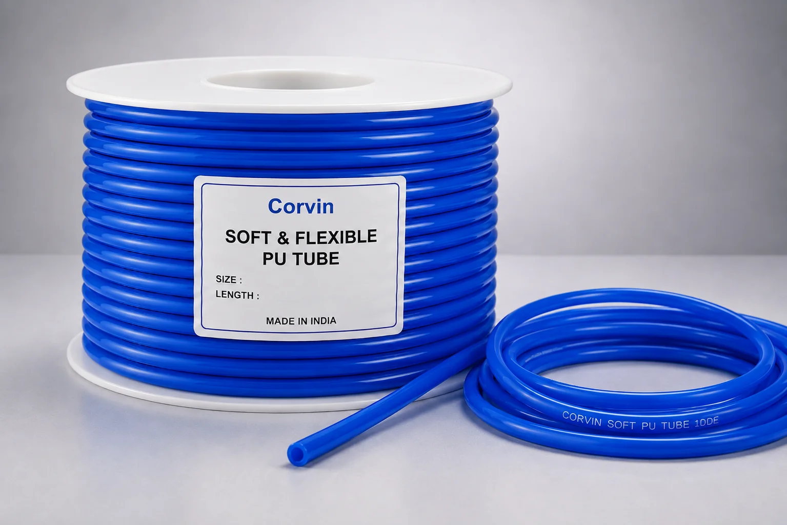 Flexible PU Tubes manufactured by Corvin Polytech for industrial pneumatic systems